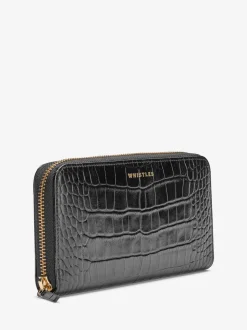 Whistles Black Long Shiny Croc Effect Purse