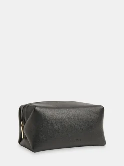 Whistles Black Ria Leather Zip Pouch