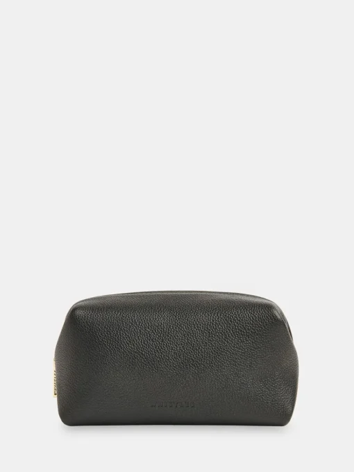Whistles Black Ria Mini Leather Zip Pouch