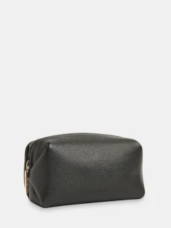 Whistles Black Ria Mini Leather Zip Pouch