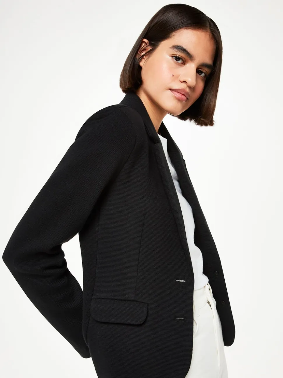 Whistles Black Slim Jersey Jacket