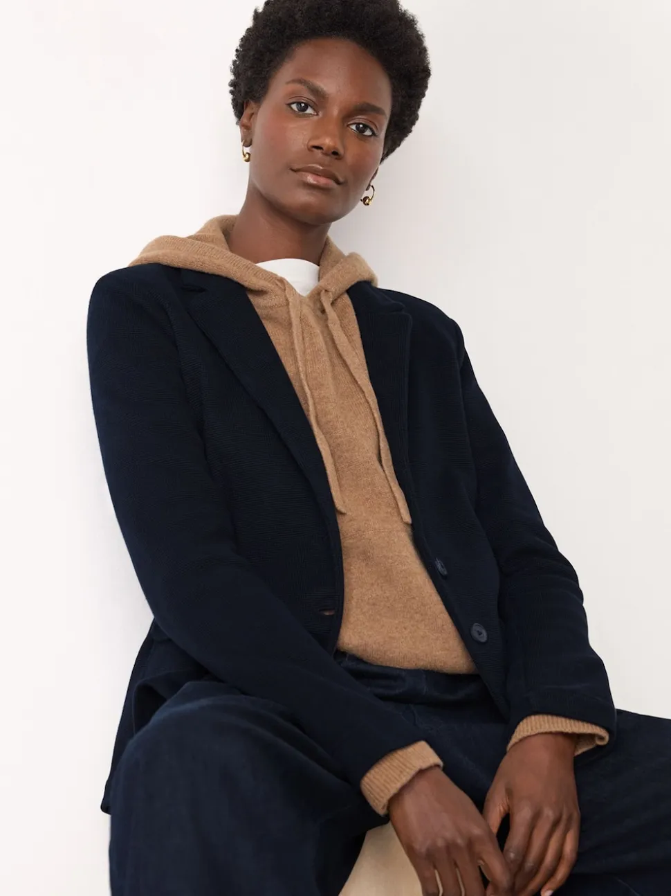 Whistles Blue Slim Jersey Jacket