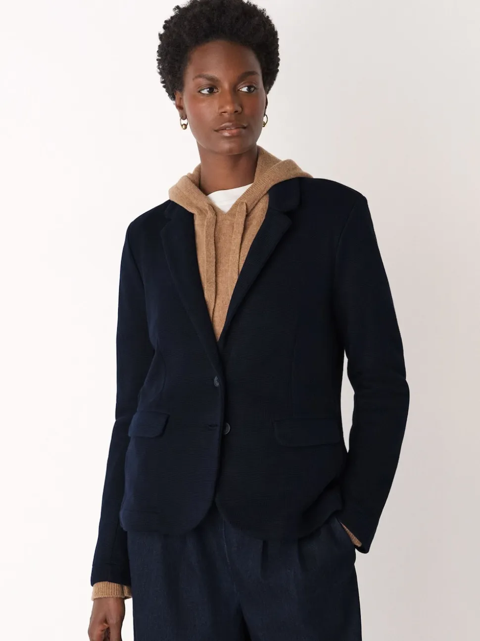 Whistles Blue Slim Jersey Jacket