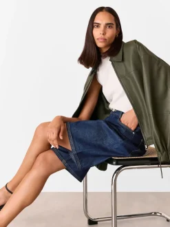 Whistles Dark Denim 100% Cotton Authentic Knee Length Shorts