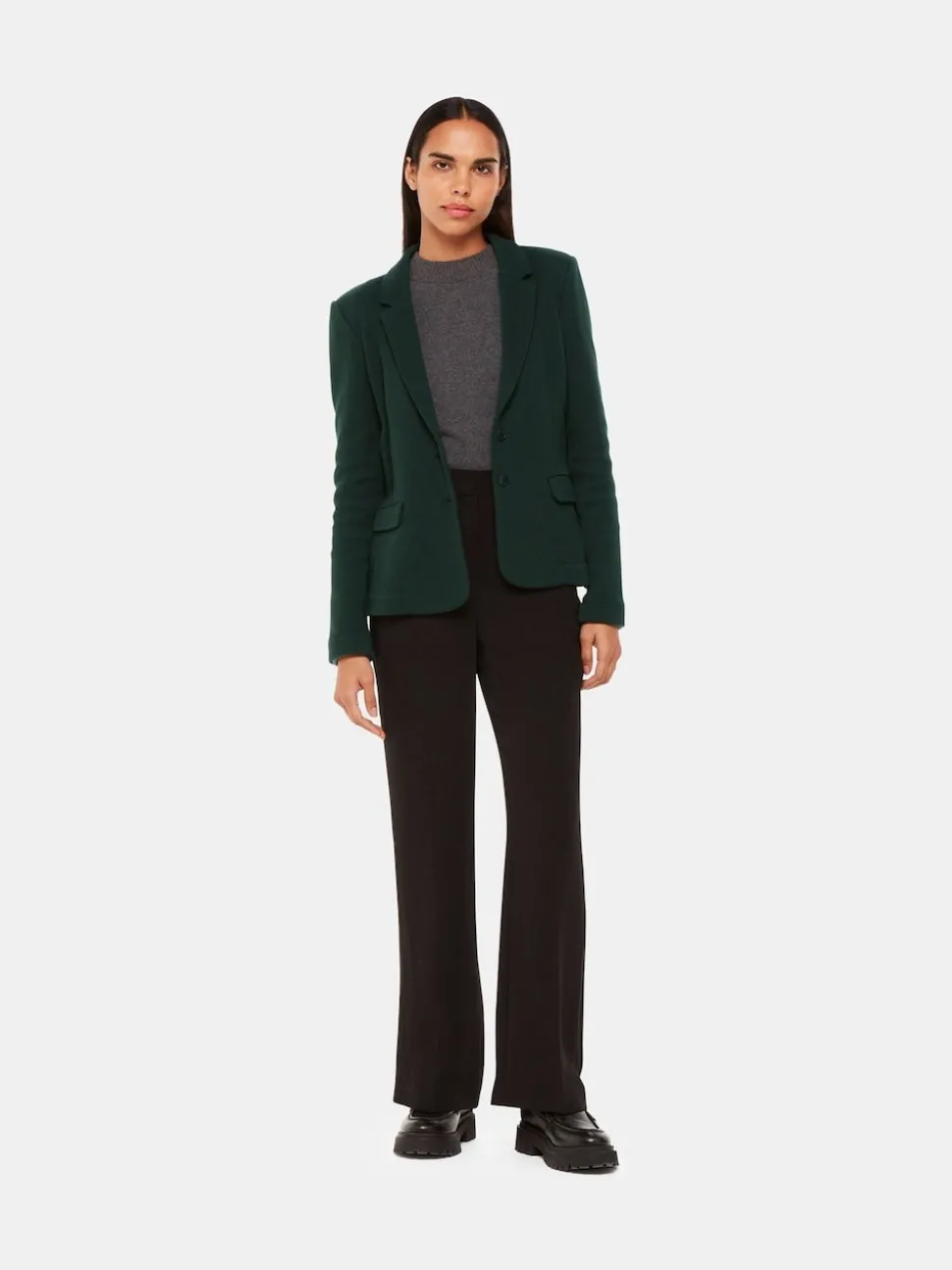 Whistles Green Slim Jersey Jacket
