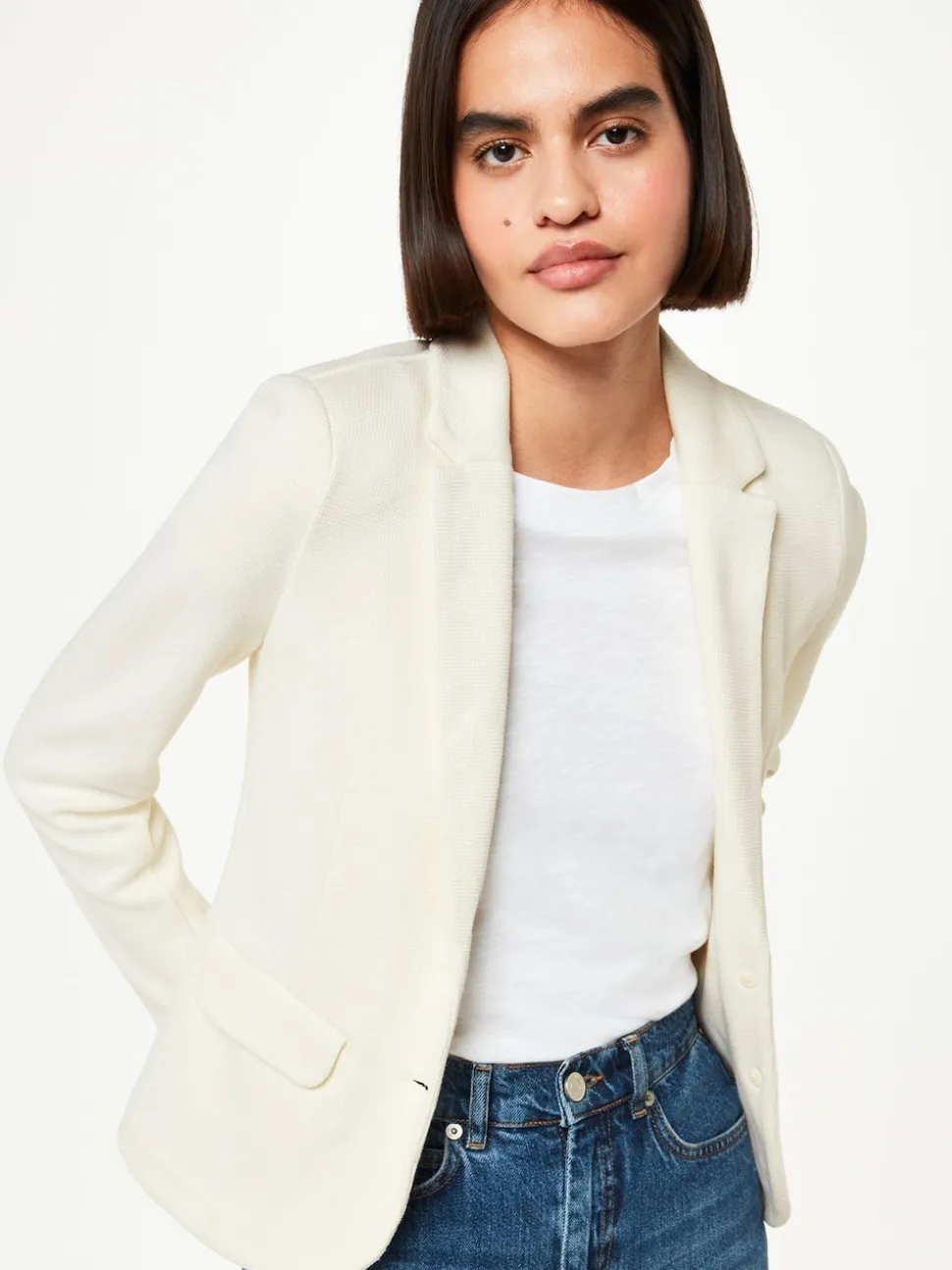 Whistles White Slim Jersey Jacket