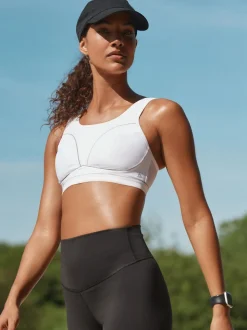 White B-G Active Sports High Impact Dry Tech Non Pad Bra