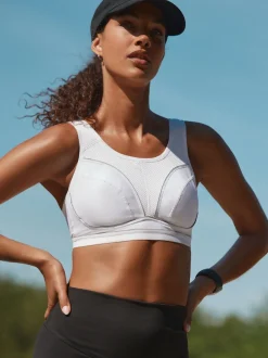 White B-G Active Sports High Impact Dry Tech Non Pad Bra
