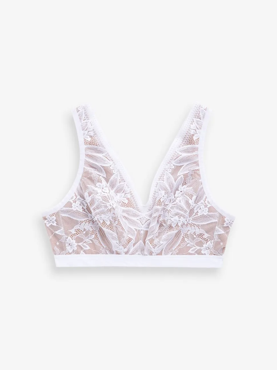 White B-H Lace Total Support Non Pad Non Wire Ultimate Comfort Bra