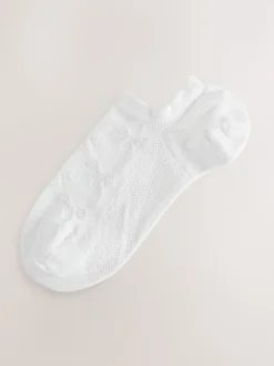 White Bow Texture Trainer Socks 4 Pack