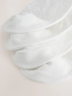 White Bow Texture Trainer Socks 4 Pack