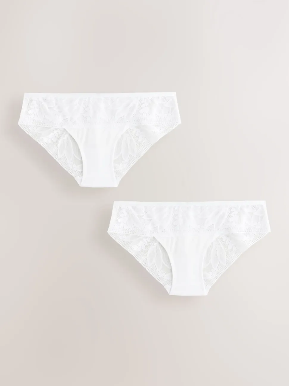White Brazilian Lace & Microfibre Knickers 2 Pack
