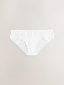 White Brazilian Lace & Microfibre Knickers 2 Pack