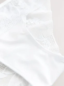 White Brazilian Lace & Microfibre Knickers 2 Pack
