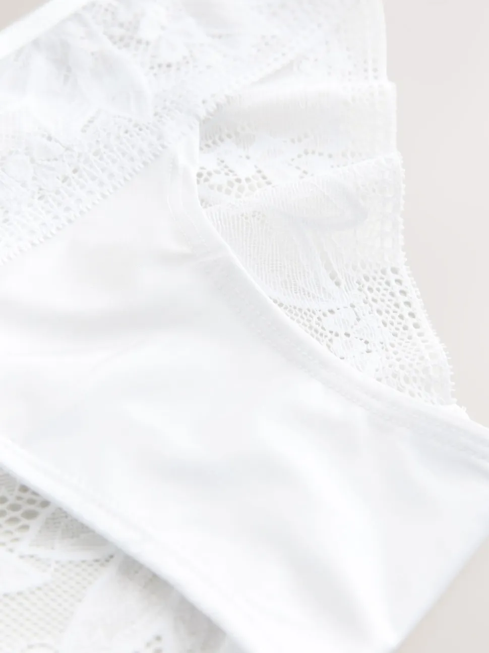 White Brazilian Lace & Microfibre Knickers 2 Pack