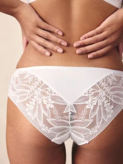 White Brazilian Lace & Microfibre Knickers 2 Pack