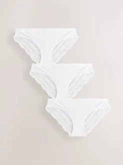 White Brazilian No VPL Lace Back Briefs 3 Pack