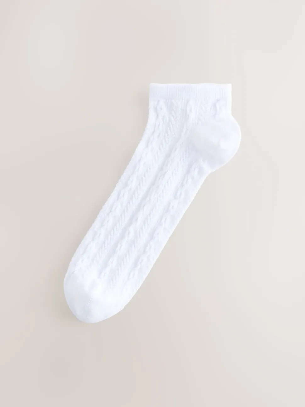 White Cable Trainer Socks 4 Pack
