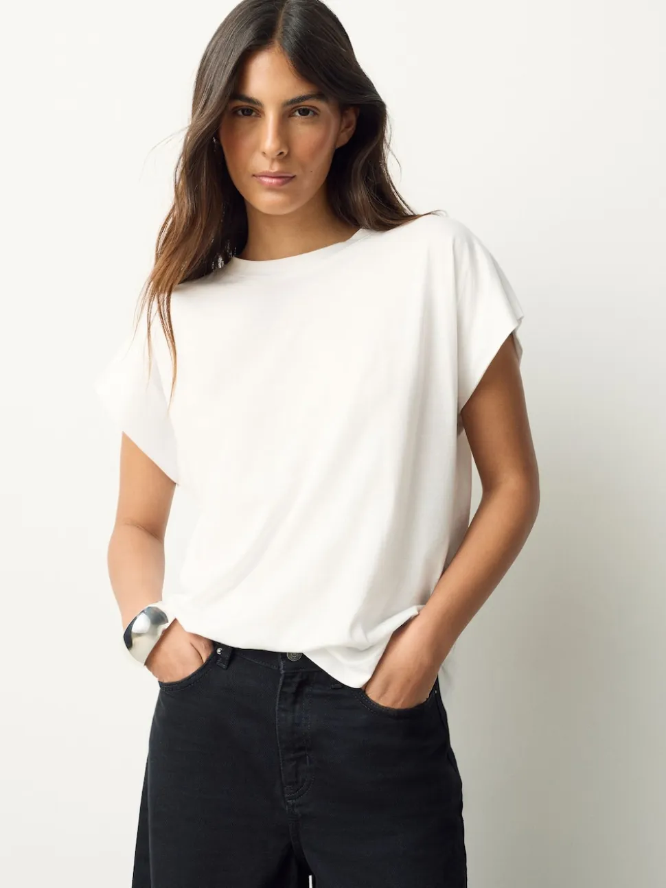 White Cap Sleeve TENCEL™ Modal Blend T-Shirt