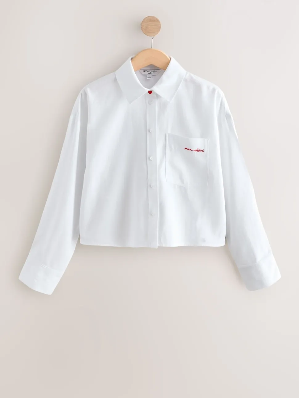 White Casual Long Sleeve Cropped Shirt