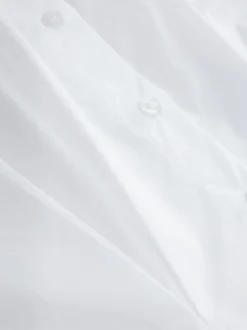 White Cinched Waist Fitted Shirt