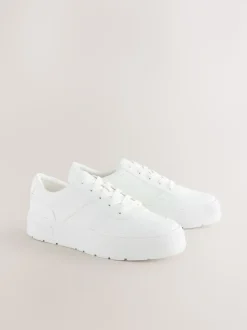 White Cleat Chunky Lace Up Trainers