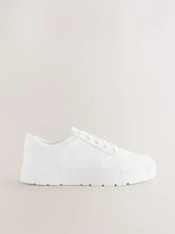White Cleat Chunky Lace Up Trainers