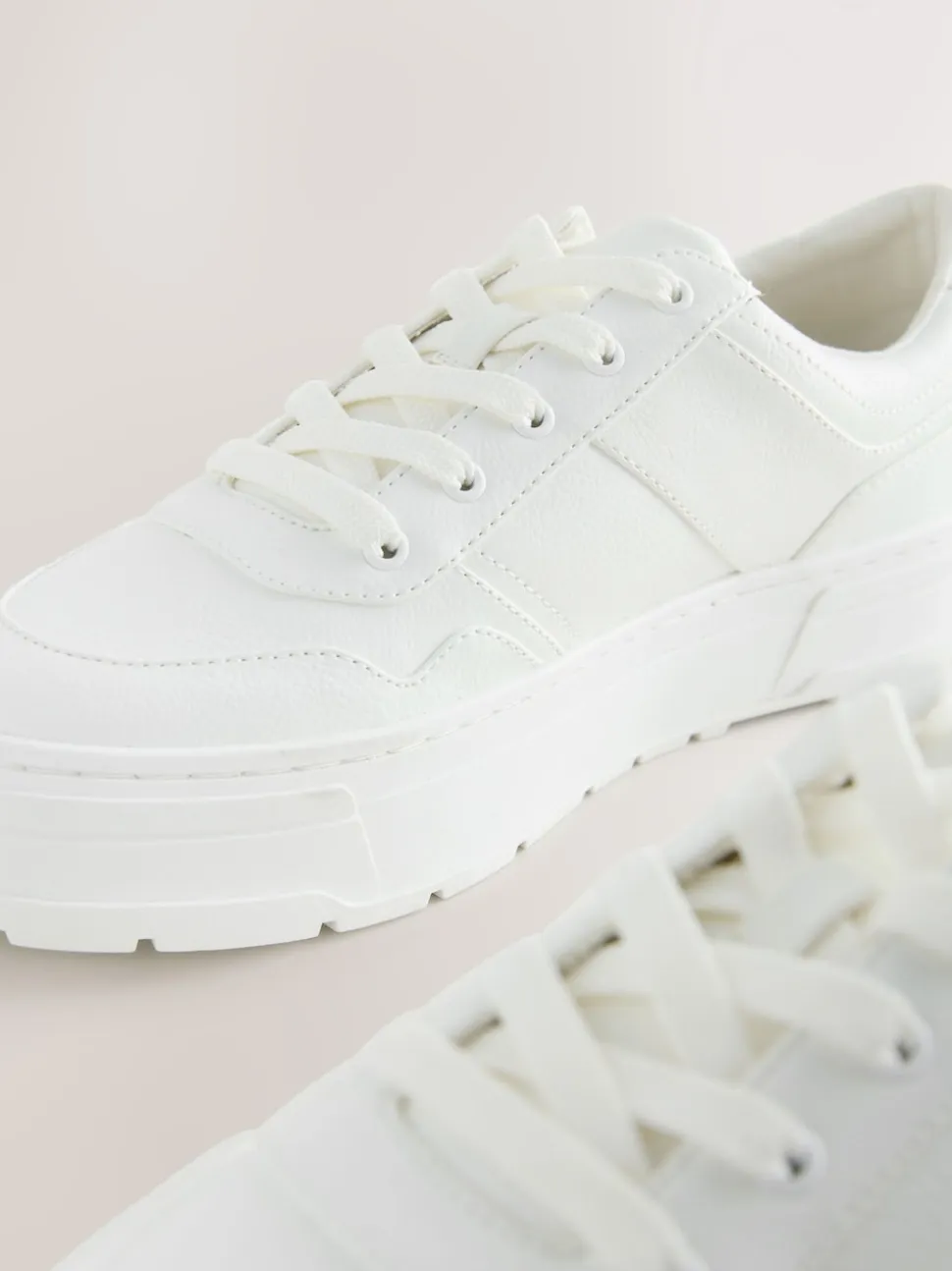 White Cleat Chunky Lace Up Trainers