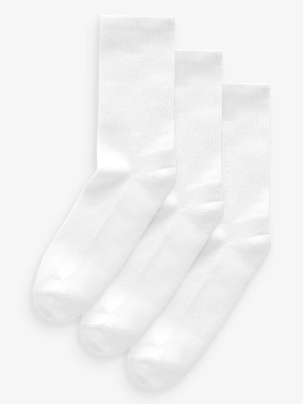 White Cushion Sole Ribbed Sport Ankle Socks 3 Pack With Arch Support