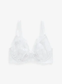 White DD+ Non Pad Plunge Lace Ultimate Comfort Bra