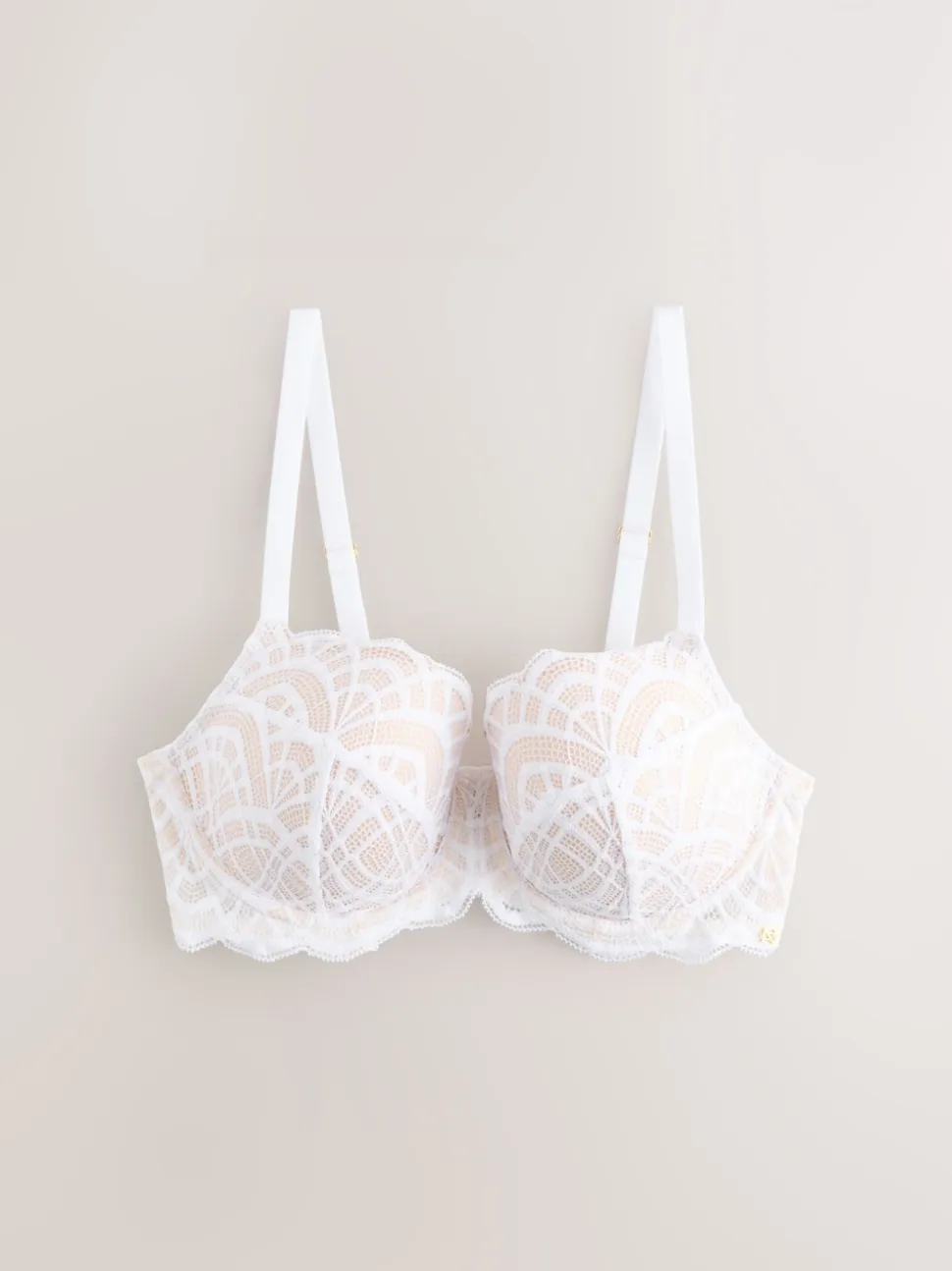 White DD+ Pad Balcony Lace Bra