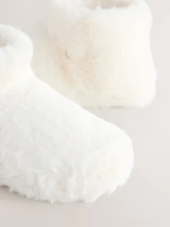White Faux Fur Boot Slippers