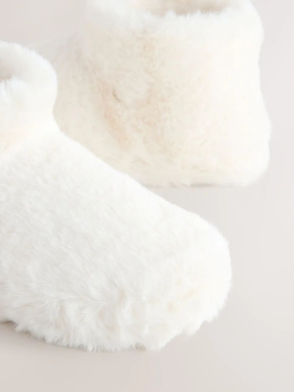 White Faux Fur Boot Slippers