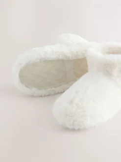 White Faux Fur Boot Slippers