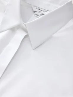 White Fitted Stretch Essential Long Sleeve Shirts 2 Pack