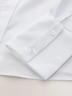 White Fitted Stretch Essential Long Sleeve Shirts 2 Pack