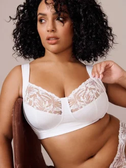 White F-K Ultimate Comfort Cup Padded Strap Non Pad Non Wired Bra with Side Support