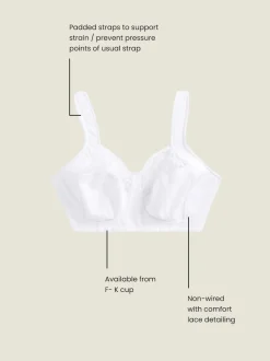 White F-K Ultimate Comfort Cup Padded Strap Non Pad Non Wired Bra with Side Support