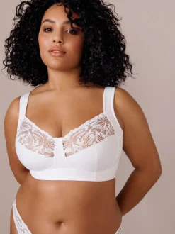 White F-K Ultimate Comfort Cup Padded Strap Non Pad Non Wired Bra with Side Support