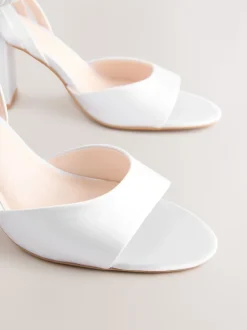 White Forever Comfort® Wedding Round Toe Block Heel Bridal Sandals