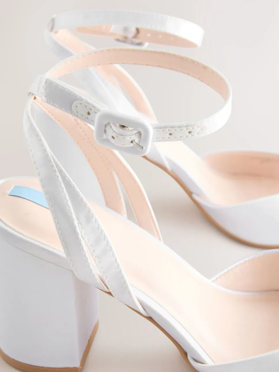 White Forever Comfort® Wedding Round Toe Block Heel Bridal Sandals