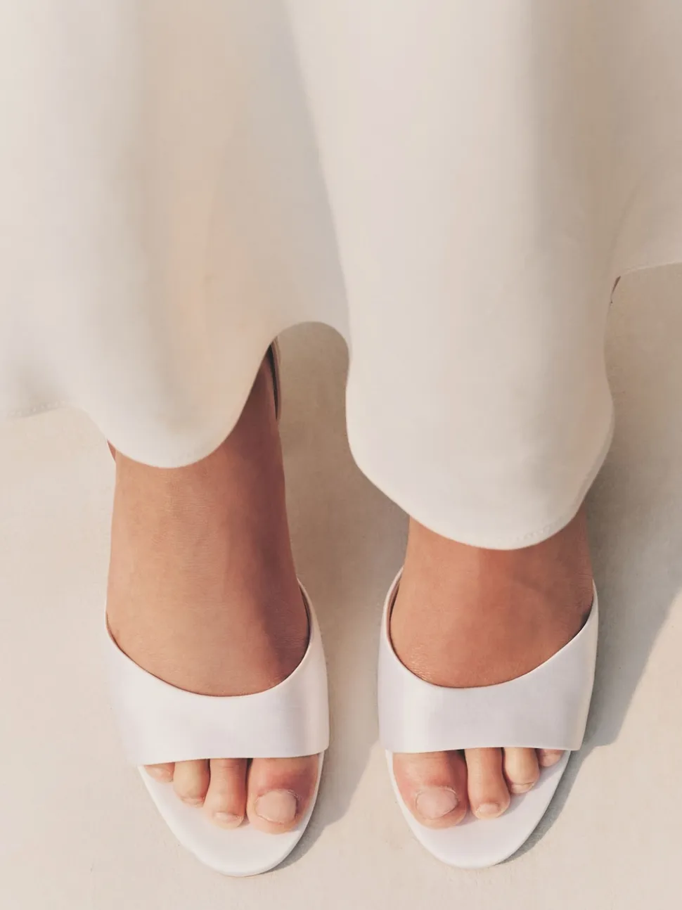White Forever Comfort® Wedding Round Toe Block Heel Bridal Sandals