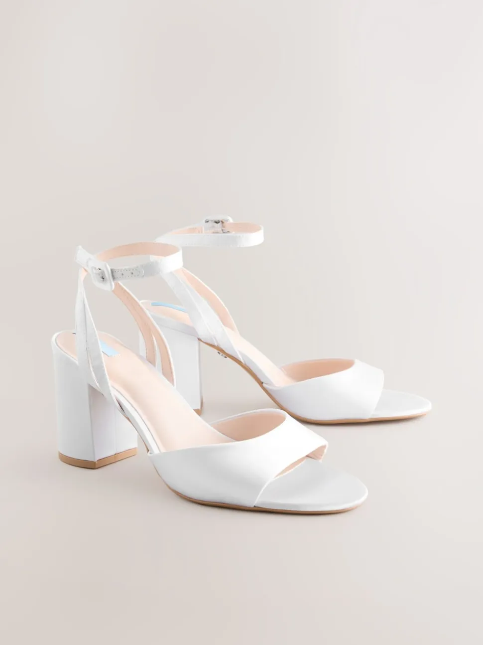 White Forever Comfort® Wedding Round Toe Block Heel Bridal Sandals