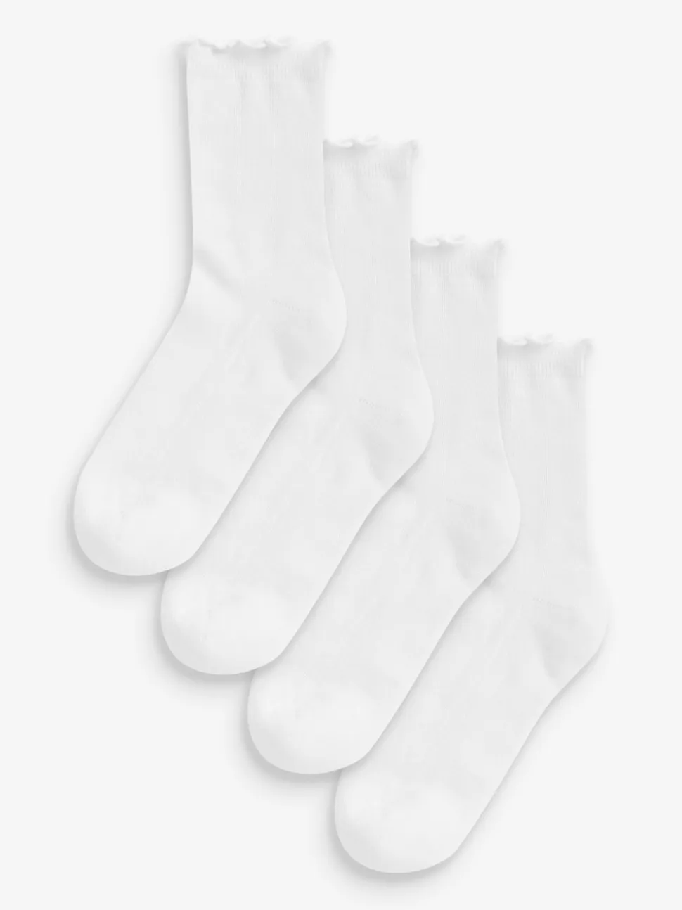 White Frill Top Cushion Sole Ankle Socks 4 Pack