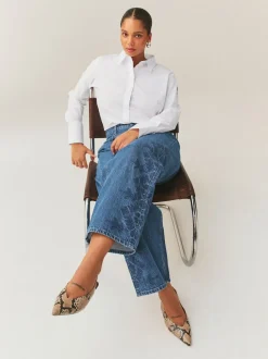 White Fuller Bust Fitted Stretch Essential Long Sleeve Shirt
