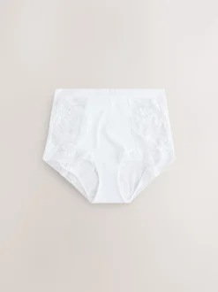 White High Waist Lace & Microfibre Knickers 2 Pack