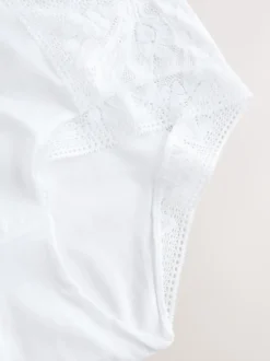 White High Waist Lace & Microfibre Knickers 2 Pack