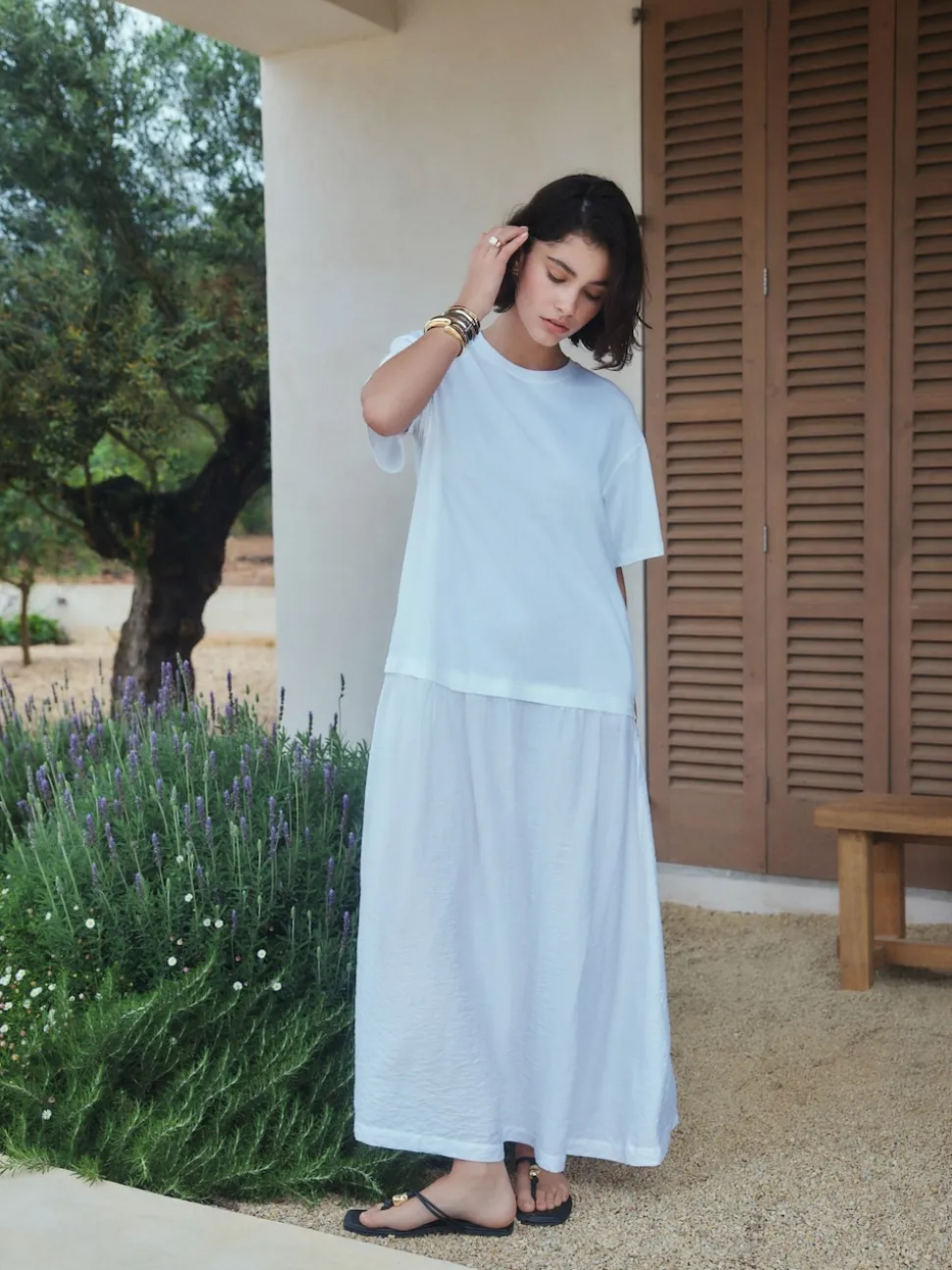 White Jersey Two In One T-Shirt Dress