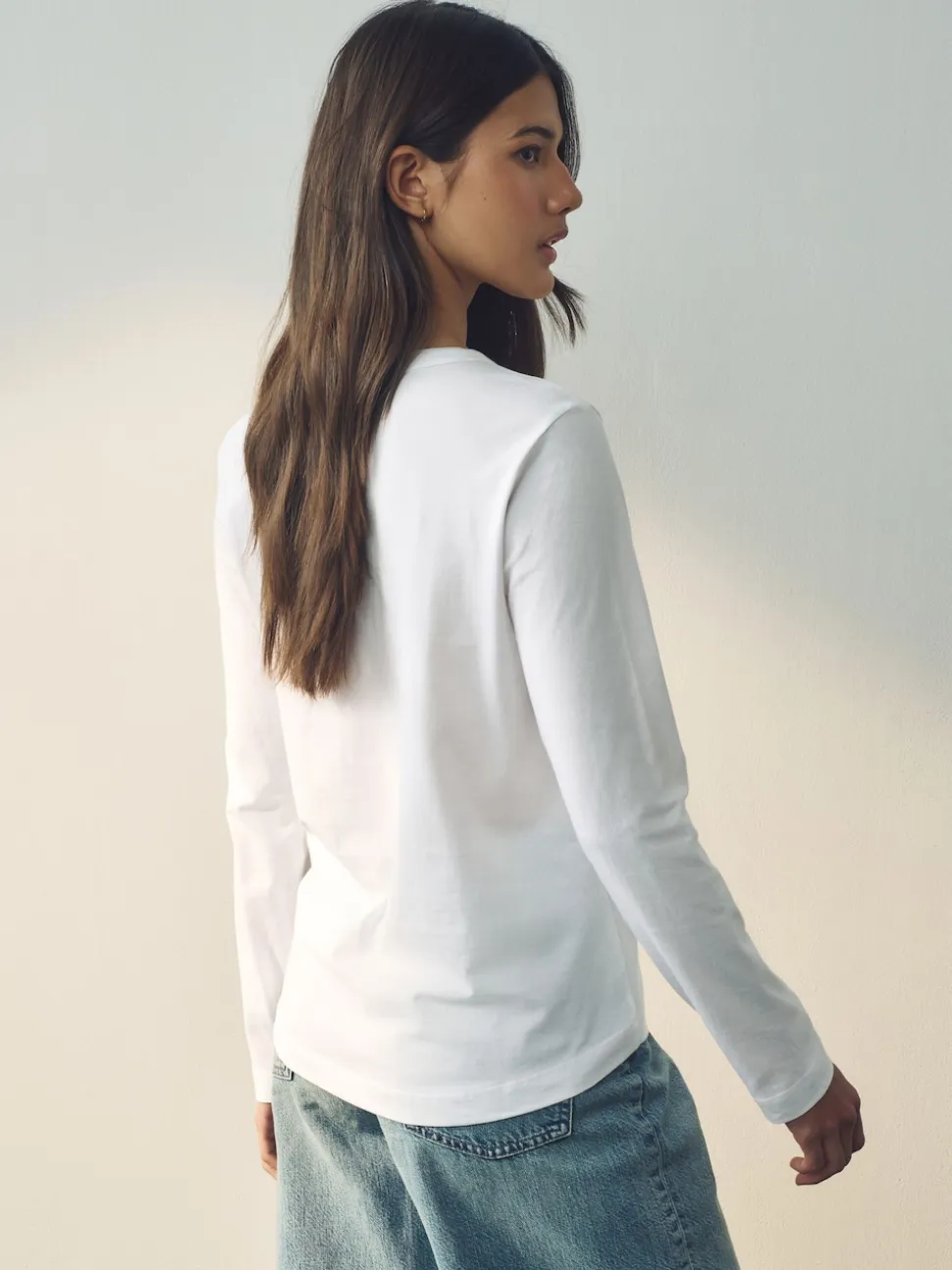 White Long Sleeve Crew Neck T-Shirt