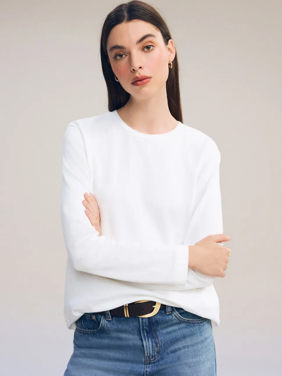 White Long Sleeve Heavyweight Crew Neck T-Shirt